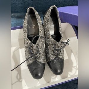 Stuart Weitzman Tweed and Leather Stiletto Heels